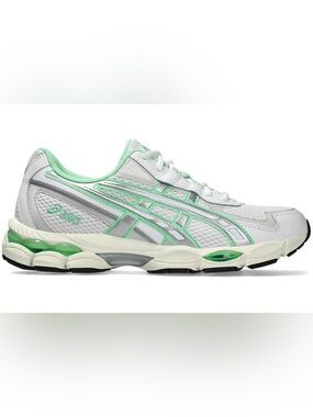 ASICS White and Mint Lace-Up Women's Running Shoes